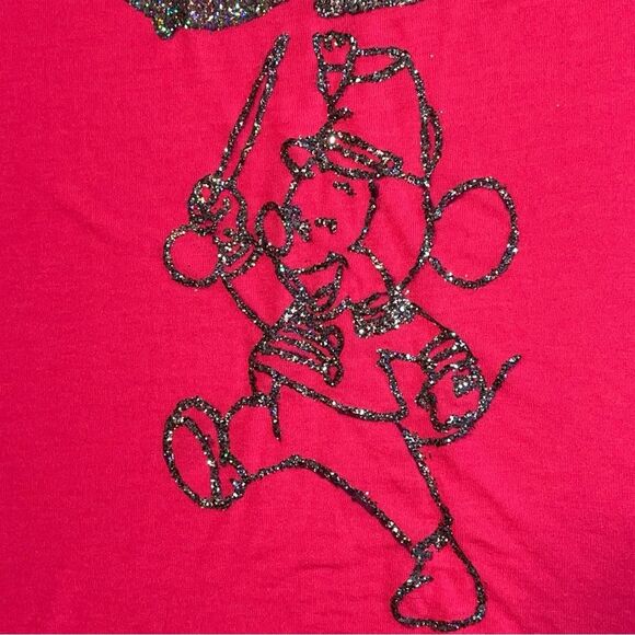 D23 Disney Mickey Mouse band leader glitter design pink v-neck T-shirt Small EUC - Picture 6 of 10